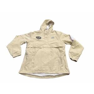 Rarr Mens Beige Anorak Full Zip Hooded Rain Jacket Size M Companys Logo NWT $125